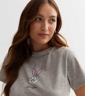 Grey Looney Tunes Bugs Bunny Logo T-Shirt