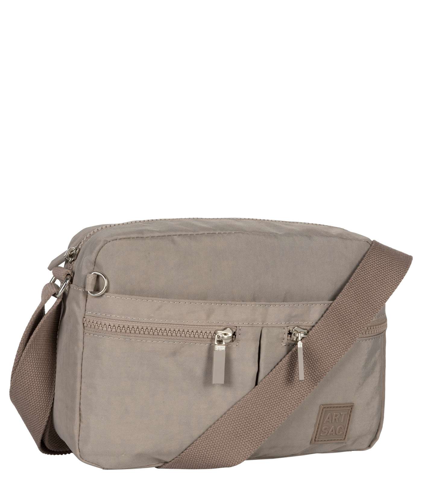 Artsac Grey Double Zip Pocket Cross Body Bag Image 2