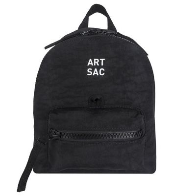 Artsac Black Logo Zip Pocket Front Small Backpack