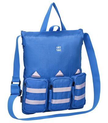 Artsac Bright Blue 3 Zip Pocket Front Tote Bag New Look