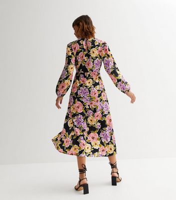 Ladies black sale floral dress