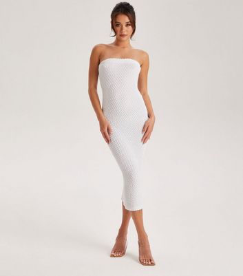 White bandeau 2025 midi dress