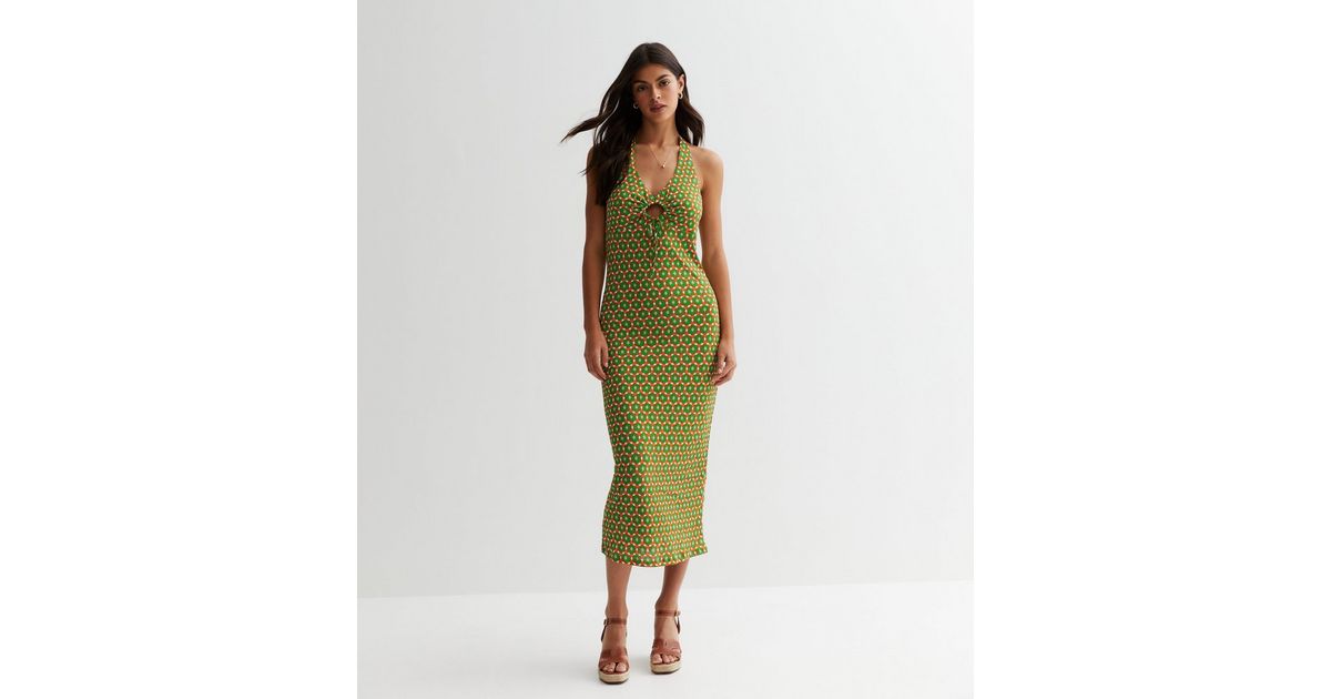 ONLY Multicoloured Halter Neck Midi Dress | New Look