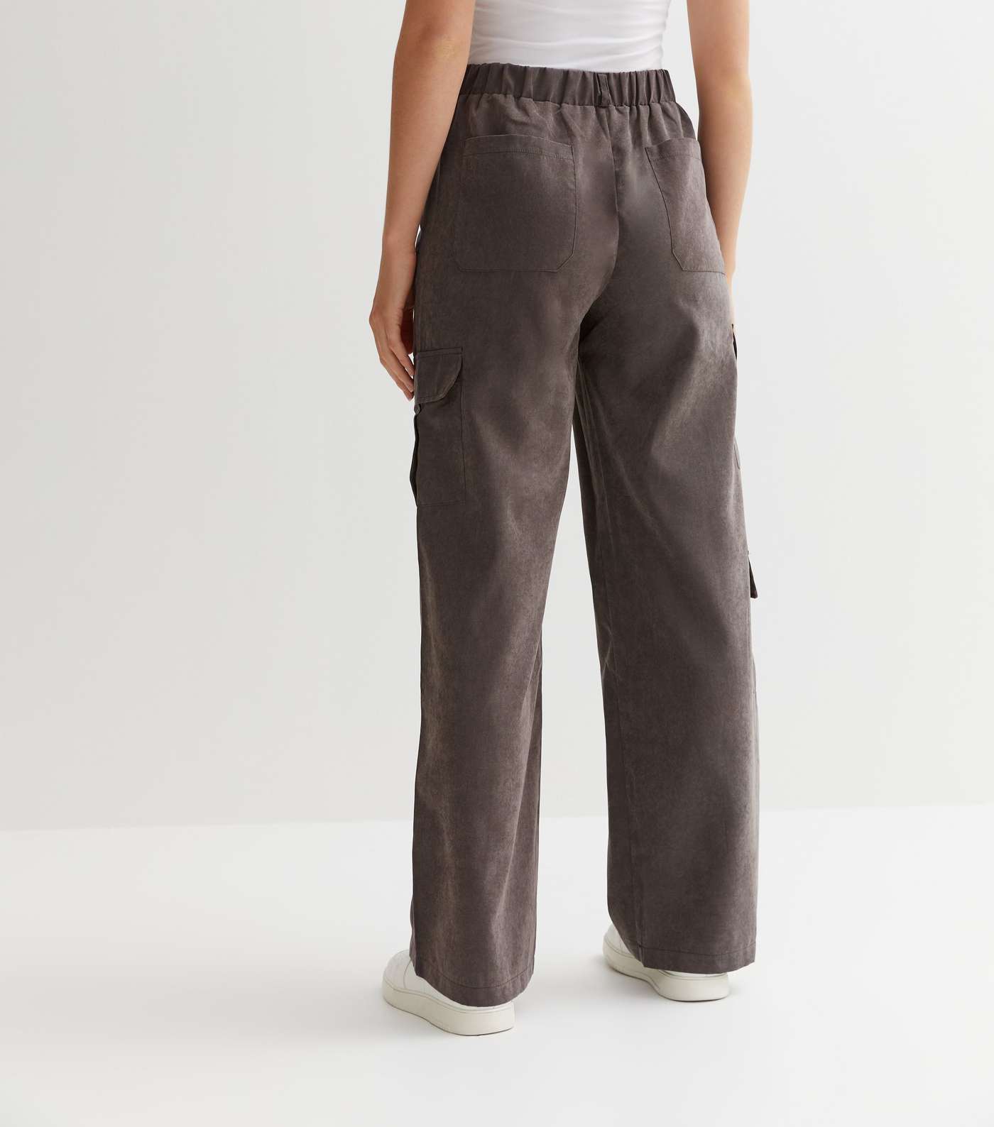 Grey Wide Leg Cargo Trousers Image 4