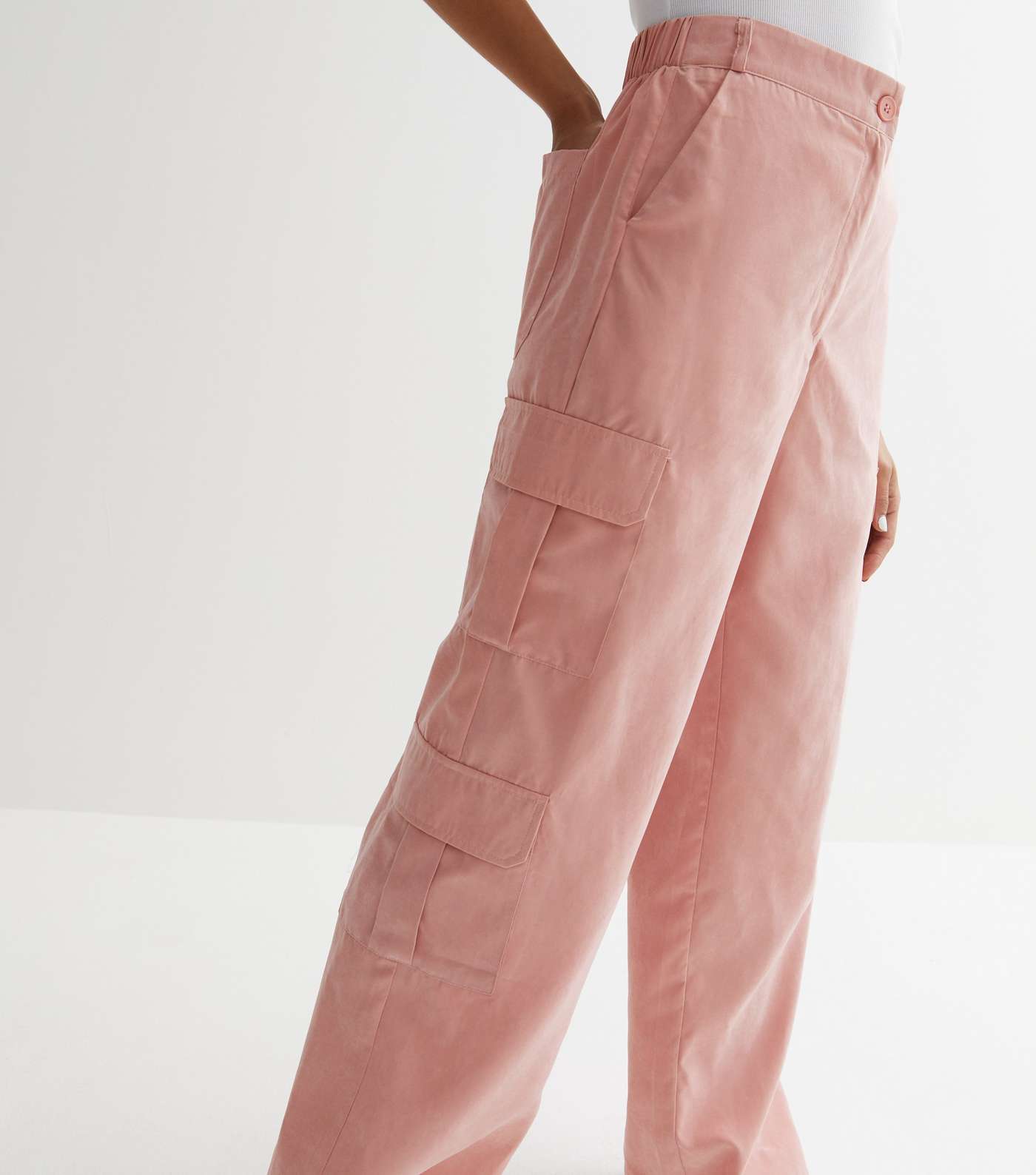 Mid Pink Wide Leg Cargo Trousers Image 2