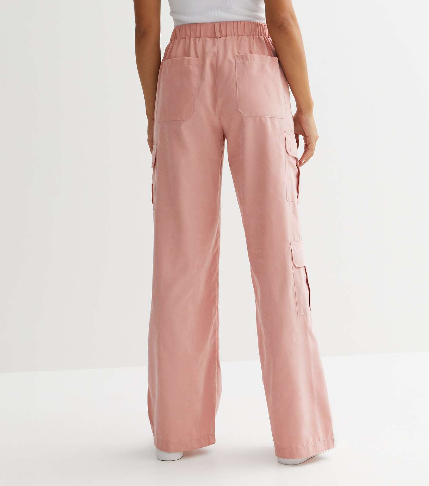 Mid Pink Wide Leg Cargo Trousers Image 4