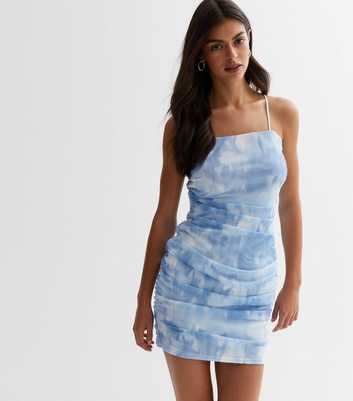 Pink Vanilla Blue Abstract Strappy Mini Dress