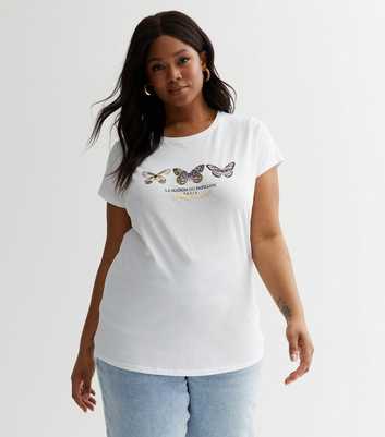 Curves White Butterfly Effect Logo T-Shirt