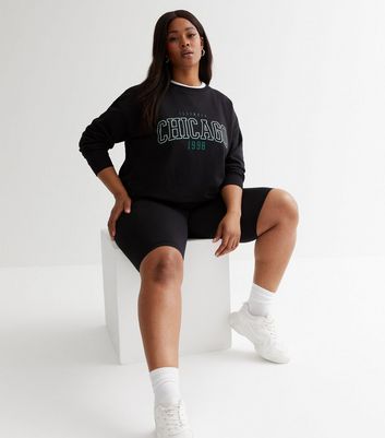 Curves Black Chicago Jersey Varsity Logo Sweatshirt