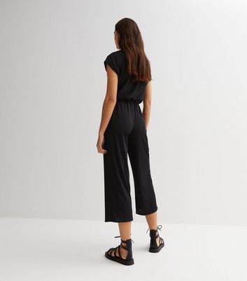 Black ribbed store jumpsuit new look