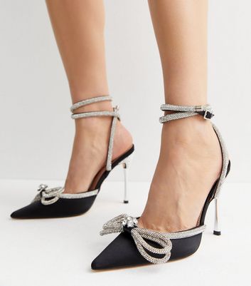 Public Desire Black Diamante Stiletto Heel Court Shoes New Look