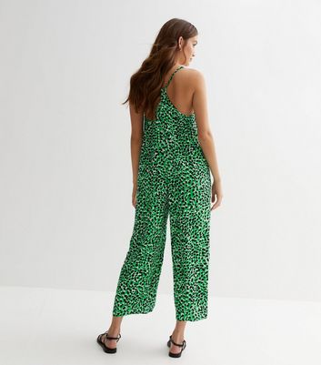 Green leopard print jumpsuit cheap new look