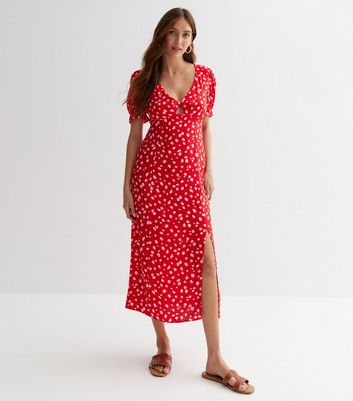 Miss selfridge red 2025 polka dot maxi dress