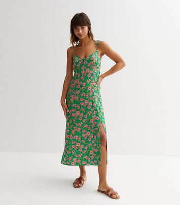 Green floral 2025 print midi dress