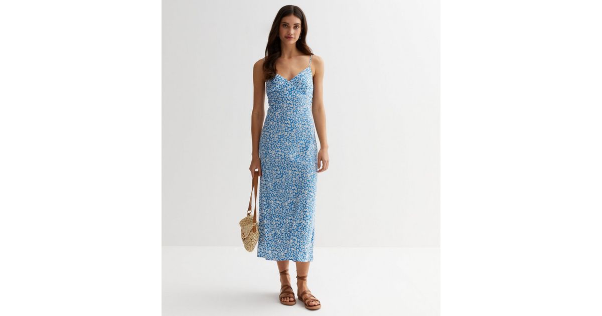 Pale Blue Strappy Midi Slip Dress | New Look