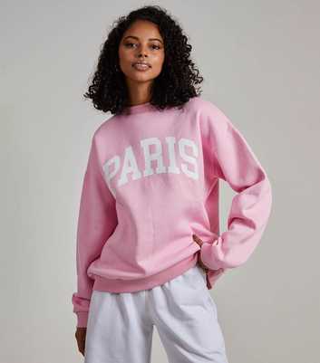 Pink Vanilla Mid Pink Paris Oversized Logo Sweatshirt