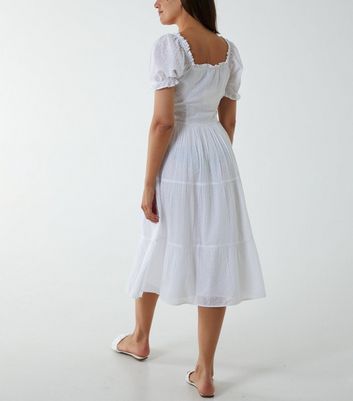 White peasant dress store short