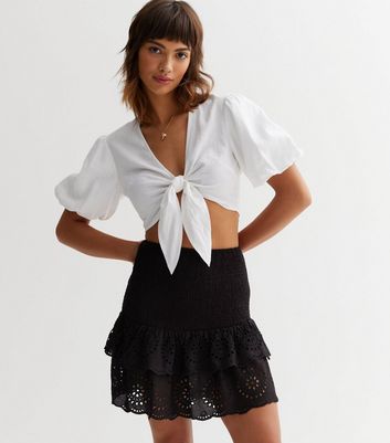 Black ruffle outlet skirt new look