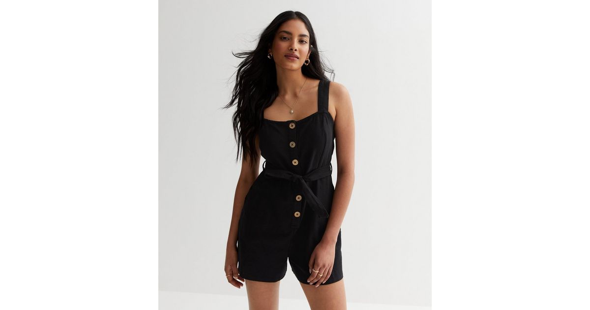 Musthave Button Playsuit - Black