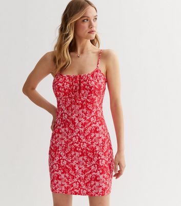 Mini red clearance floral dress