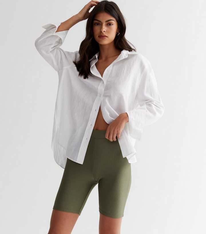 Khaki Ribbed Cycling Shorts