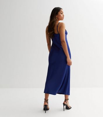 Navy blue store satin slip dress