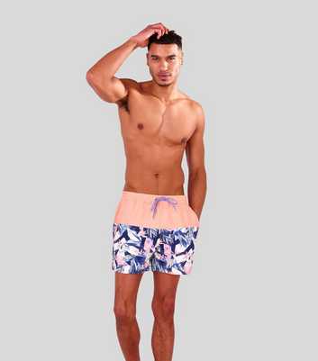 South Beach Pink Tropical Colour Block Swim Shorts
