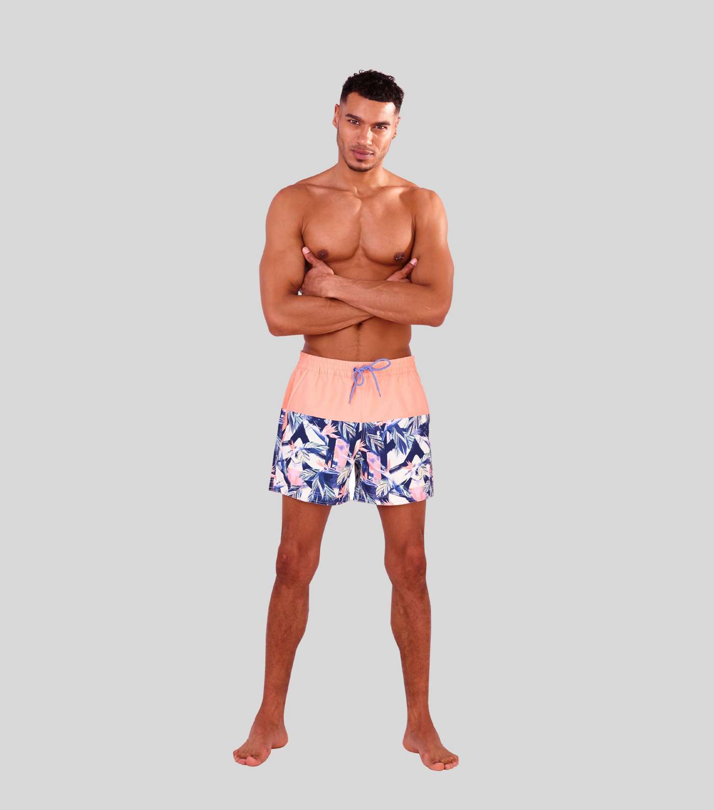 South Beach Pink Tropical Colour Block Swim Shorts Image 4