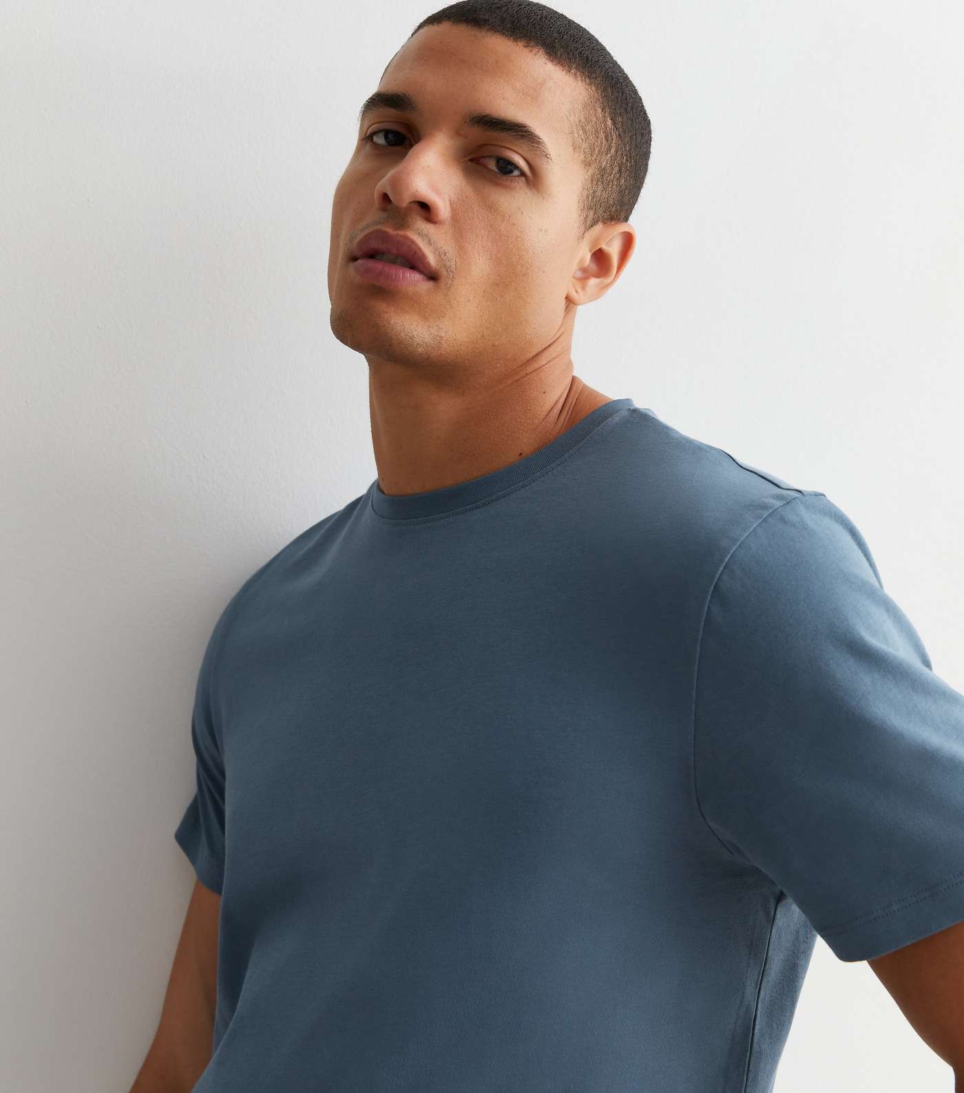 Blue Cotton Crew Neck Regular Fit T-Shirt Image 2