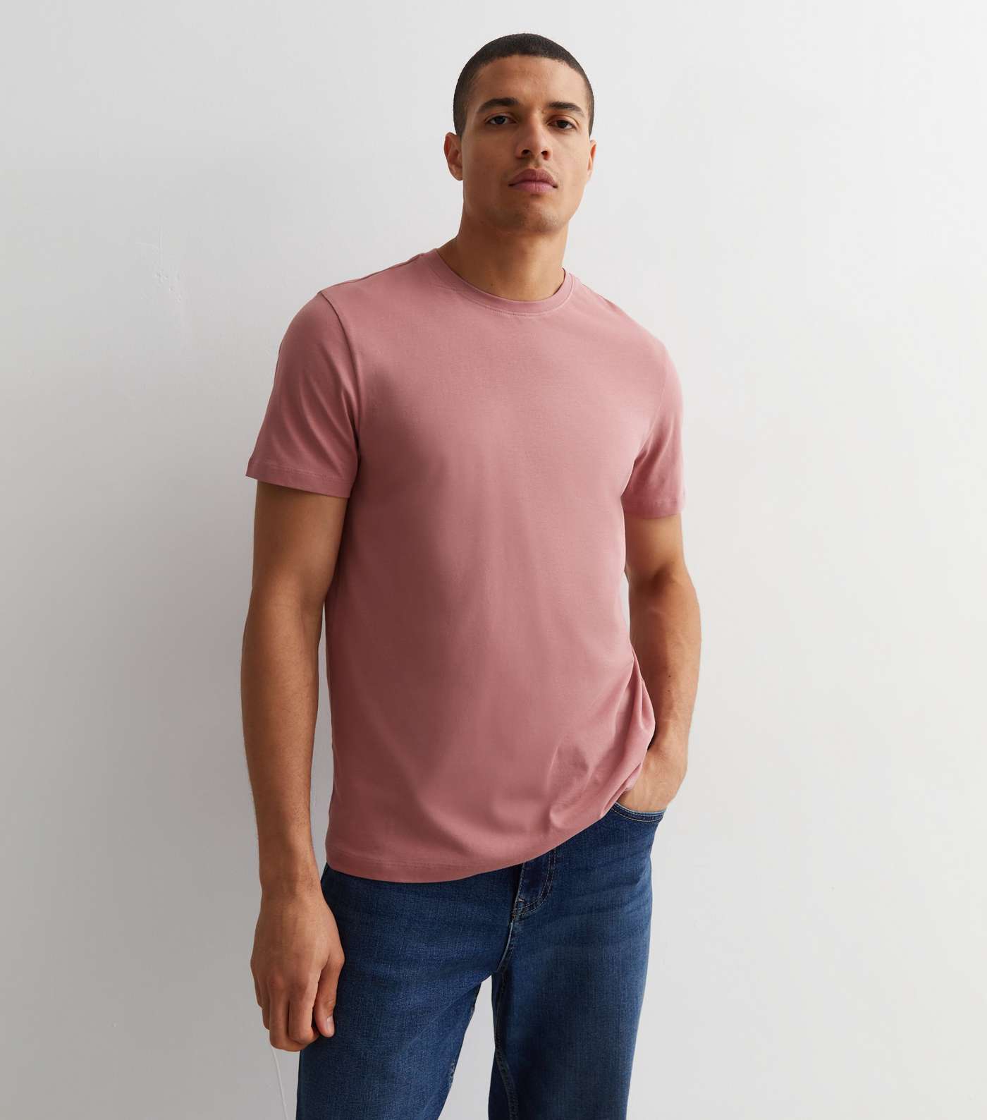 Mid Pink Cotton Crew Neck Regular Fit T-Shirt