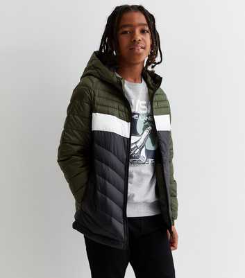 Jack & Jones Junior Khaki Padded Hooded Jacket