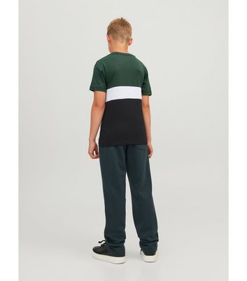 Jack & Jones Junior Green Cotton Colour Block Logo T-Shirt New Look