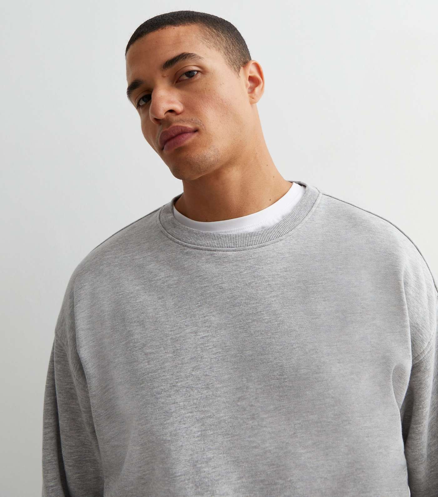 Grey Marl Crew Neck Relaxed Fit Sweatshirt Image 2