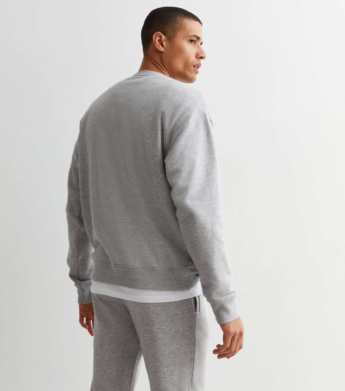 Grey Marl Crew Neck Relaxed Fit Sweatshirt Image 4