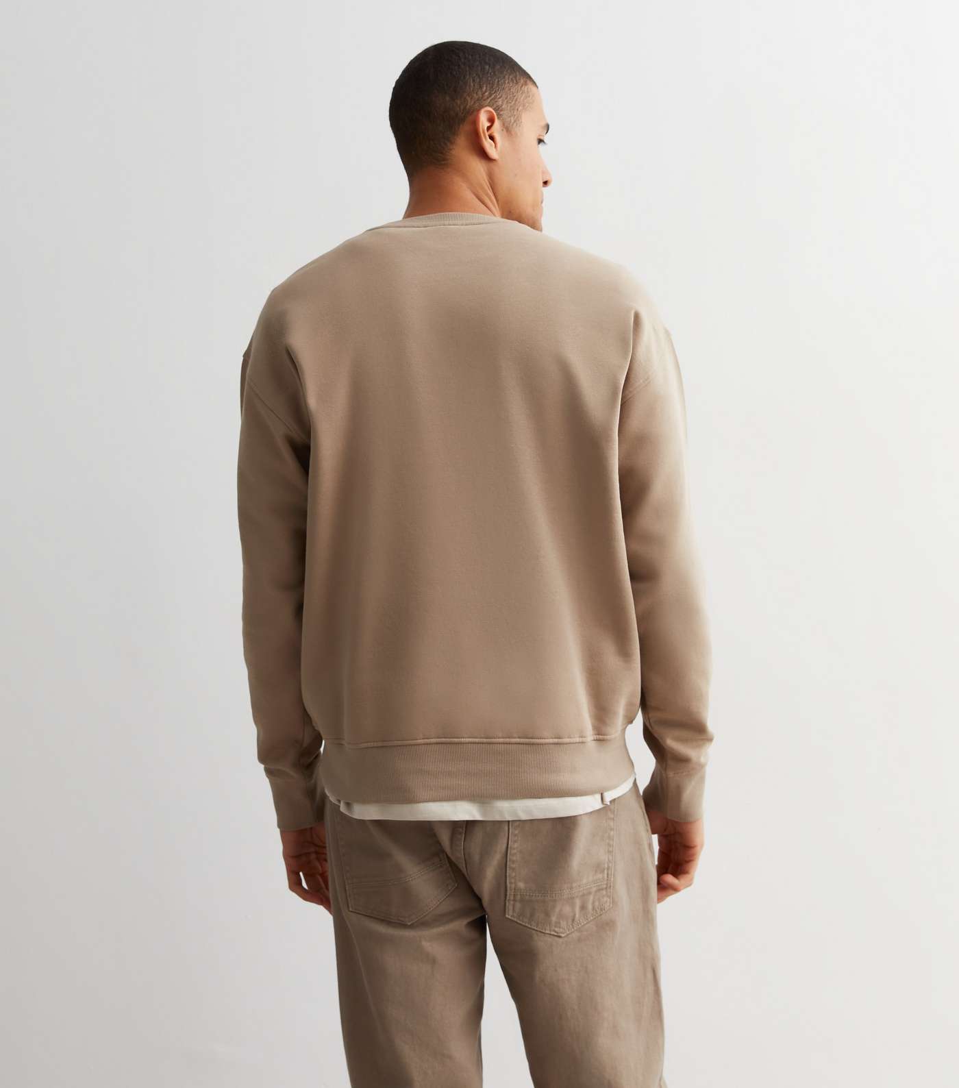 Light Brown Crew Neck Relaxed Fit Sweatshirt Image 4