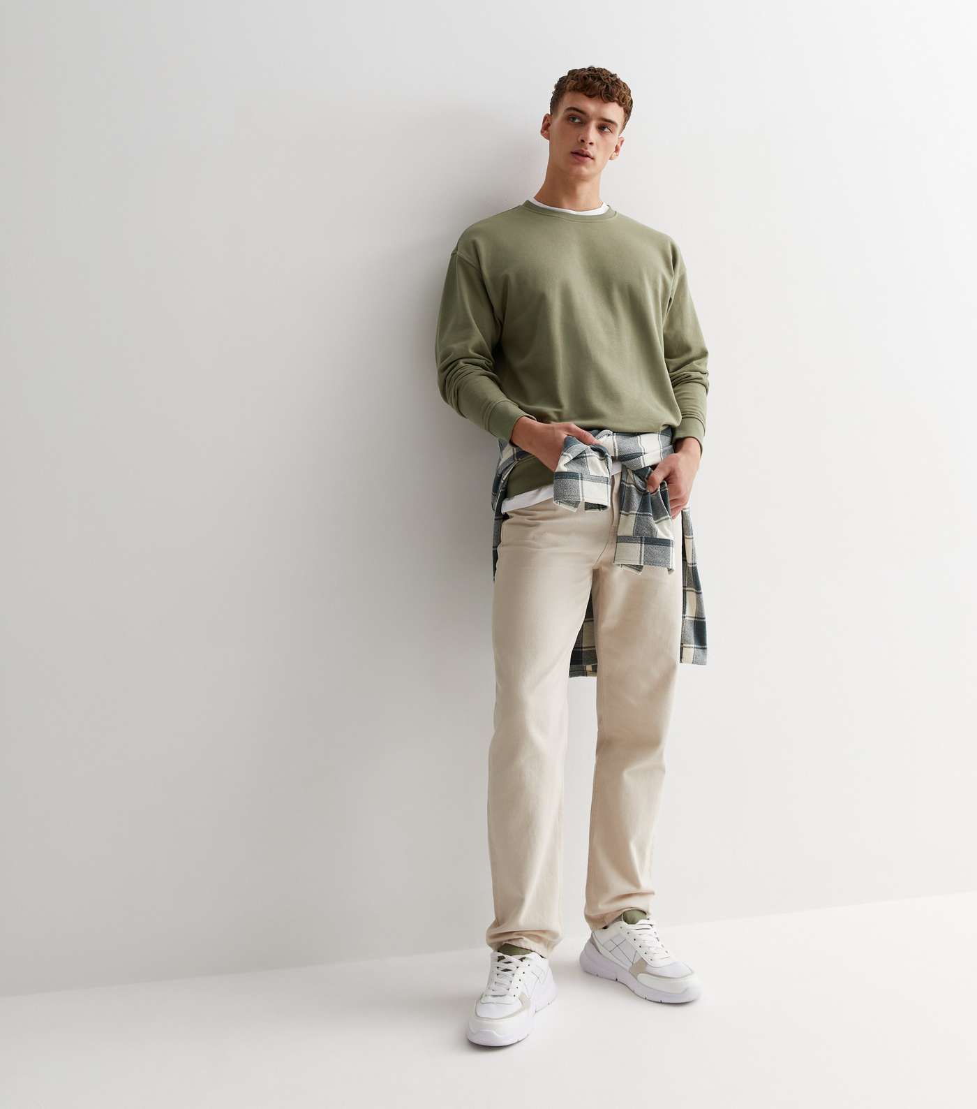Light Green Crew Neck Relaxed Fit Sweatshirt Image 3