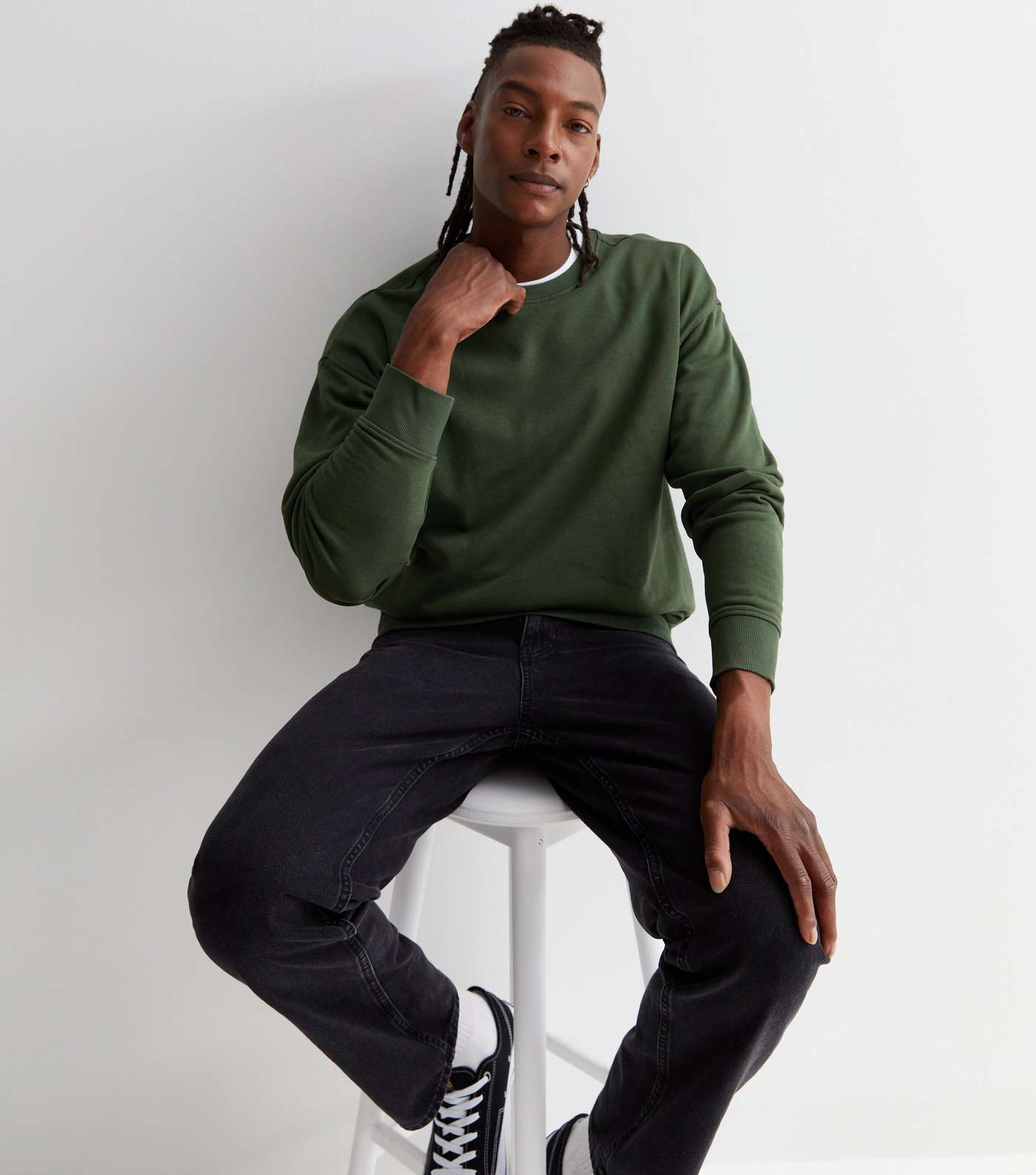 Green Crew Neck Relaxed Fit Sweatshirt
