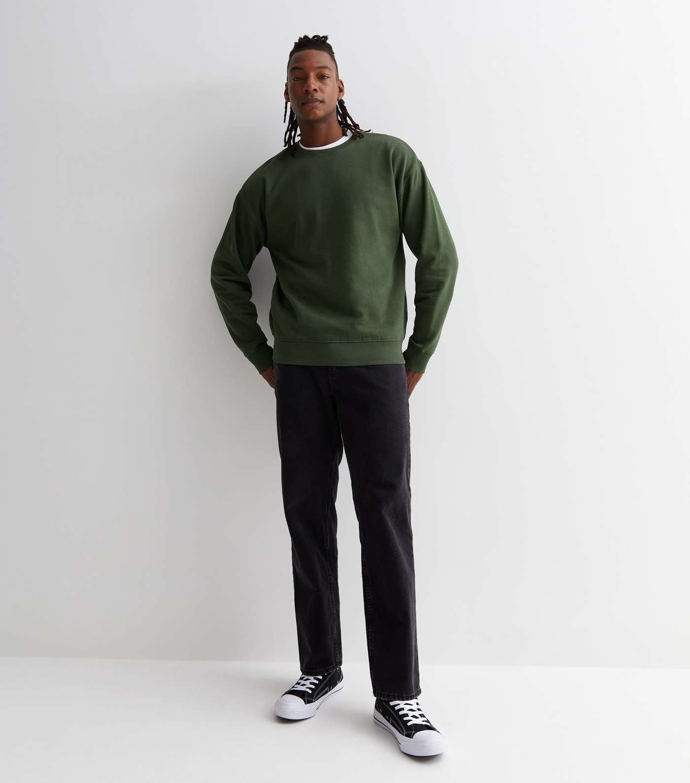 Green Crew Neck Relaxed Fit Sweatshirt Image 3