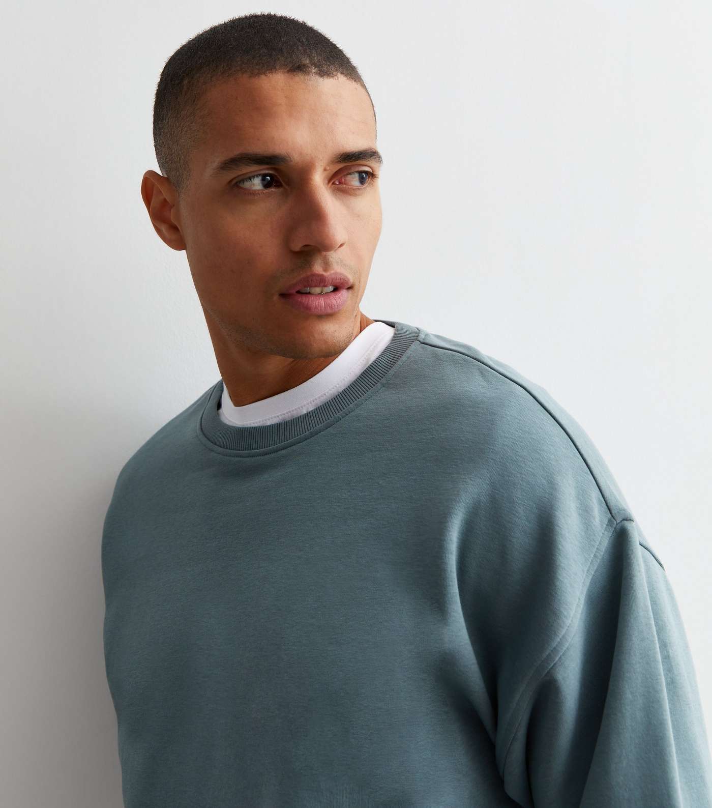 Teal Crew Neck Relaxed Fit Sweatshirt Image 2