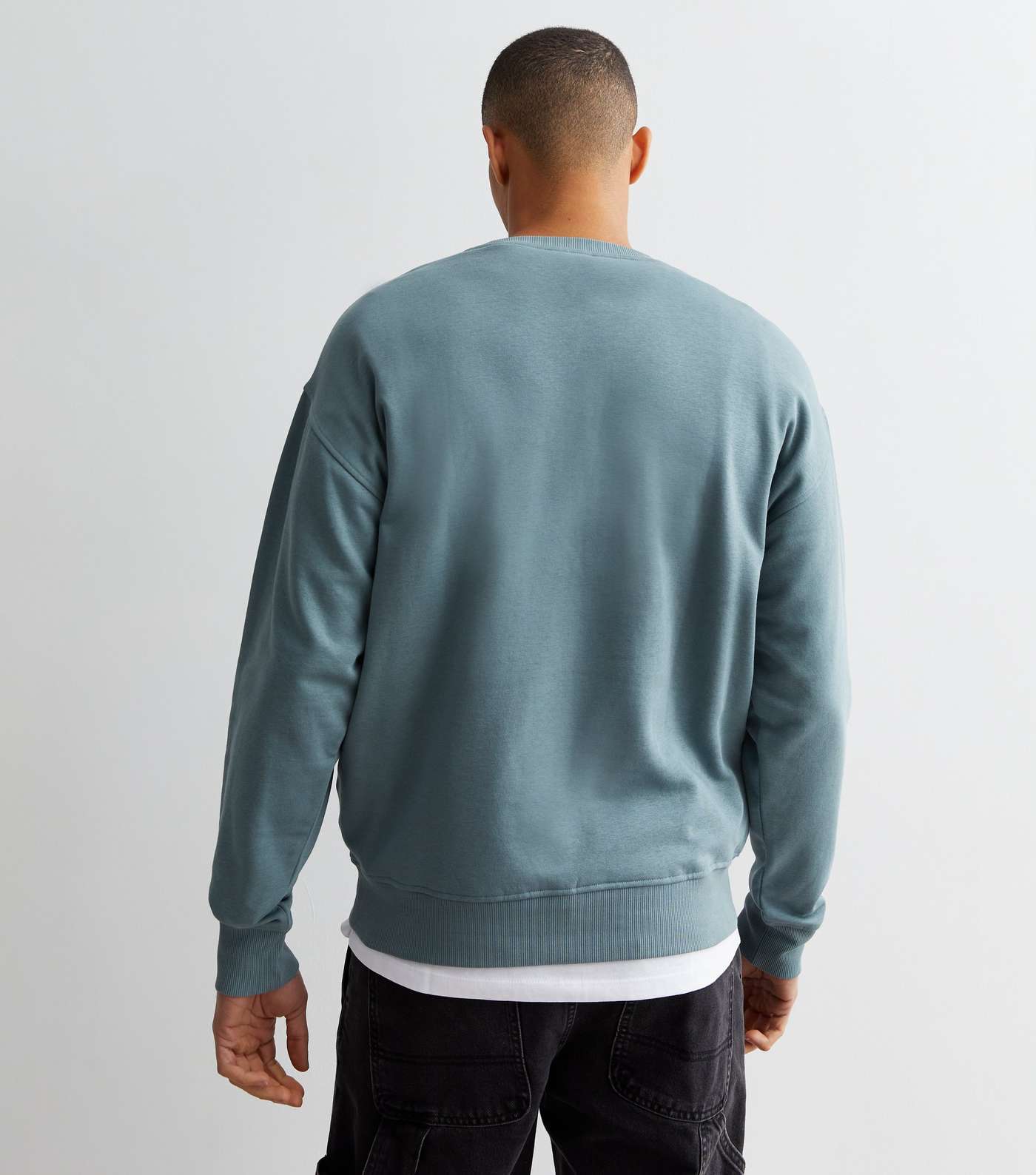 Teal Crew Neck Relaxed Fit Sweatshirt Image 4