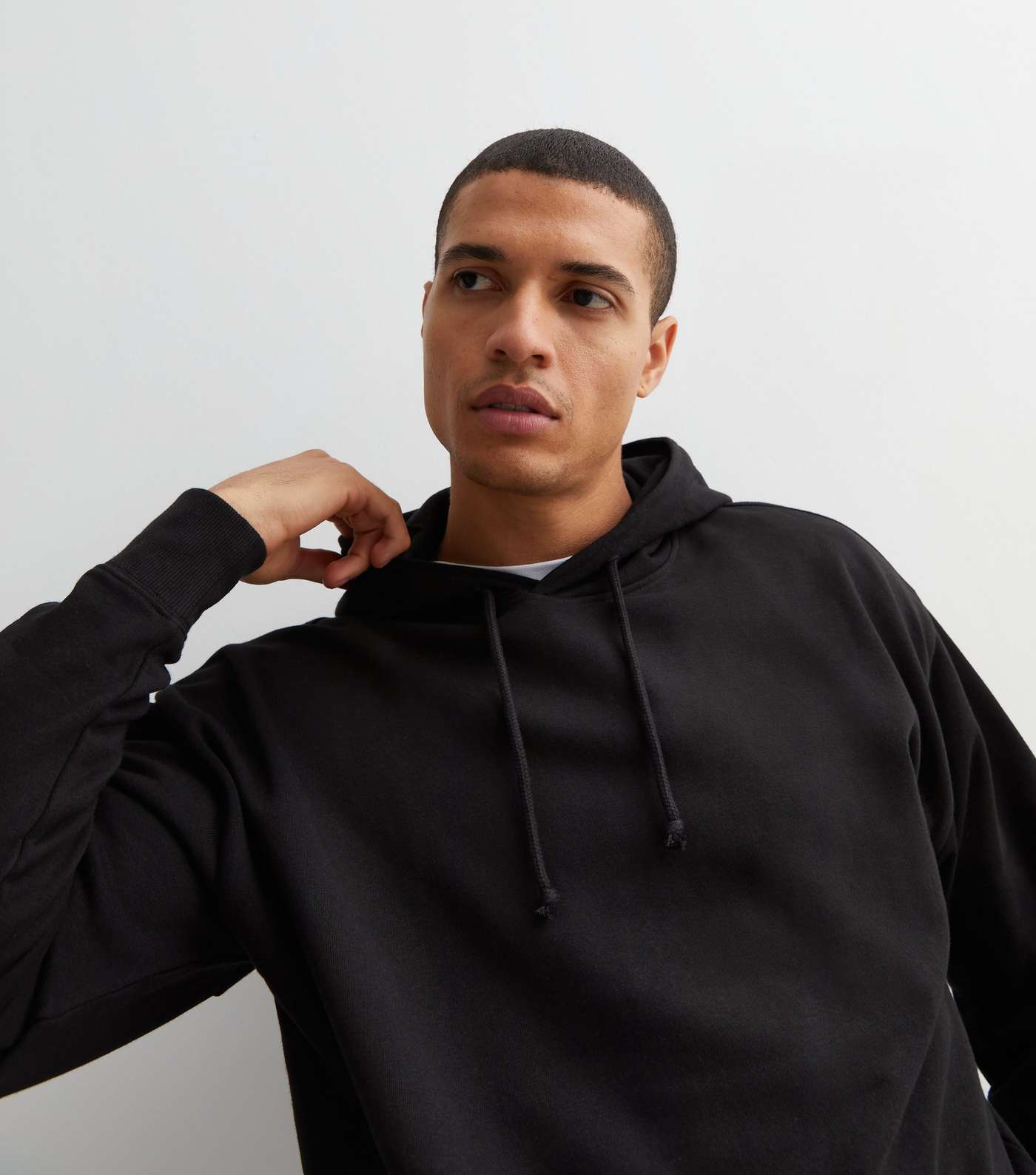 Black Pocket Front Relaxed Fit Hoodie
