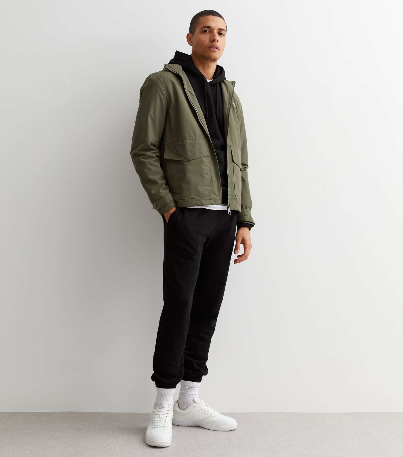 Black Pocket Front Relaxed Fit Hoodie Image 3