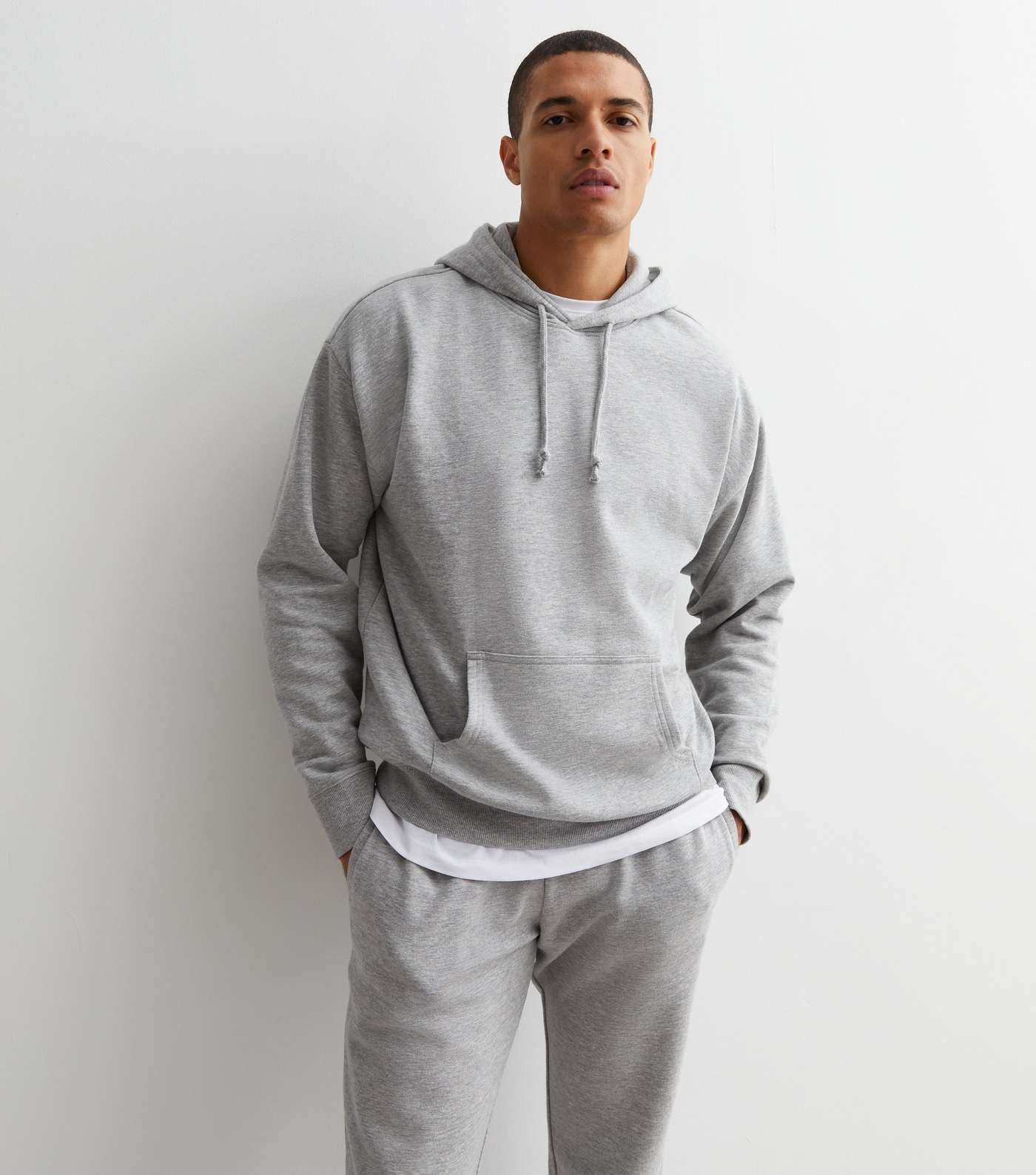 Grey Marl Pocket Front Relaxed Fit Hoodie