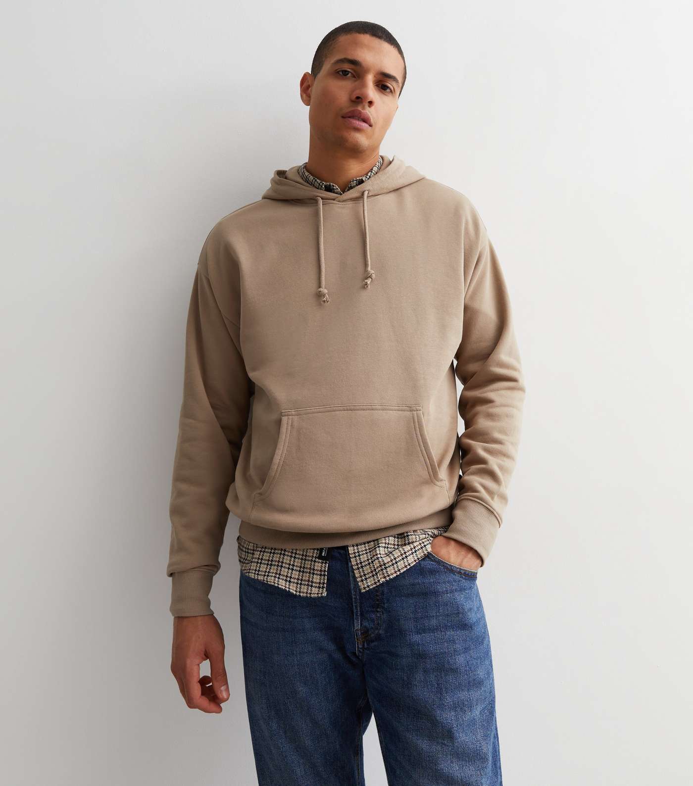 Light Brown Pocket Front Relaxed Fit Hoodie