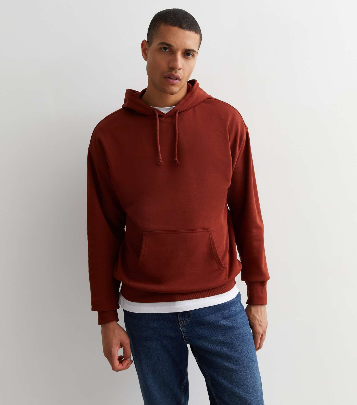 Rust Pocket Front Relaxed Fit Hoodie Image 2