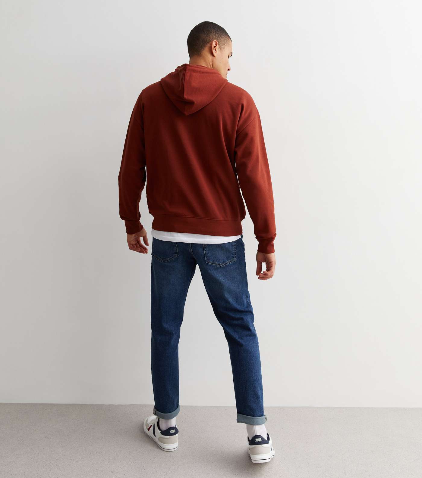 Rust Pocket Front Relaxed Fit Hoodie Image 4