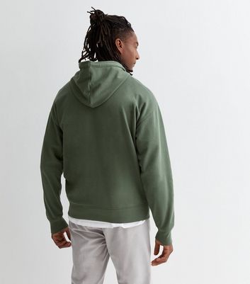 Men's Khaki Pocket Front Relaxed Fit Hoodie New Look