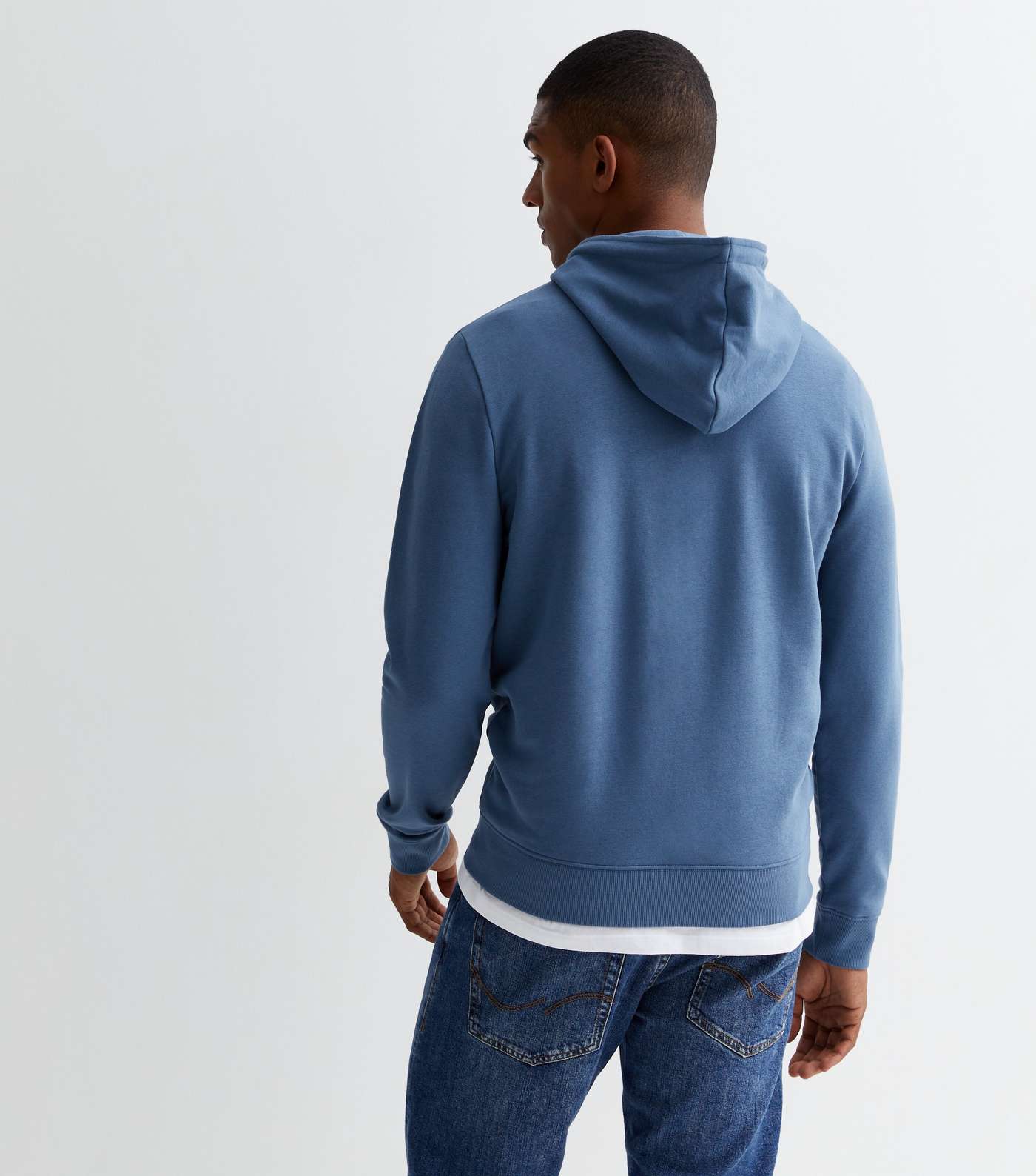 Blue Pocket Front Relaxed Fit Hoodie Image 4