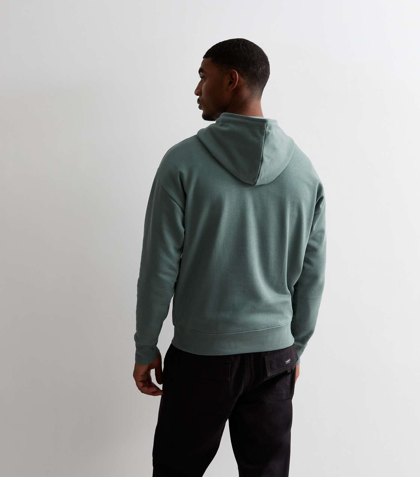 Light Blue Pocket Front Relaxed Fit Hoodie Image 4