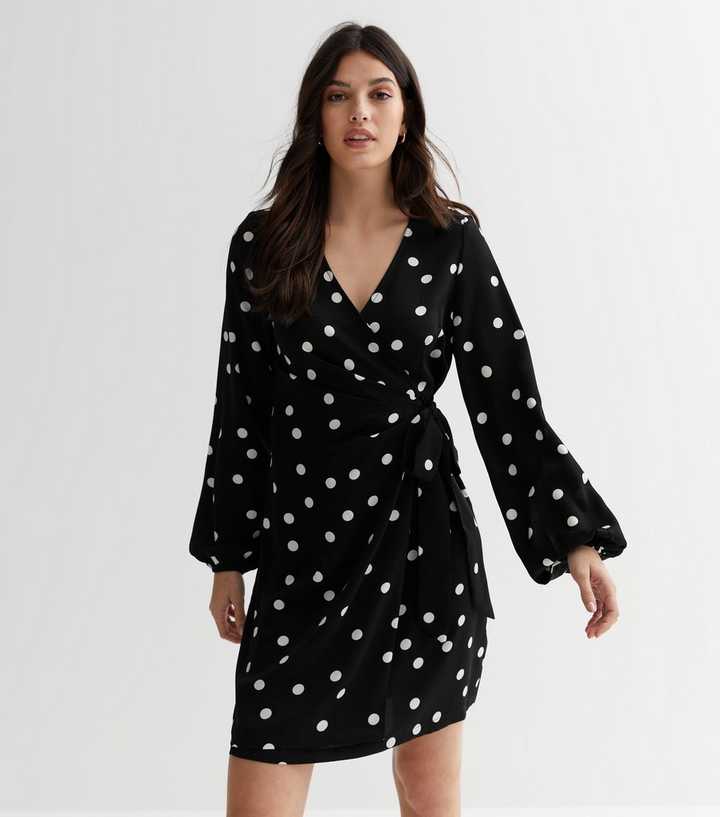 new look polka dot wrap dress